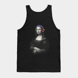 Mona Lisa in US Flag Headband Fun 4 July Tank Top